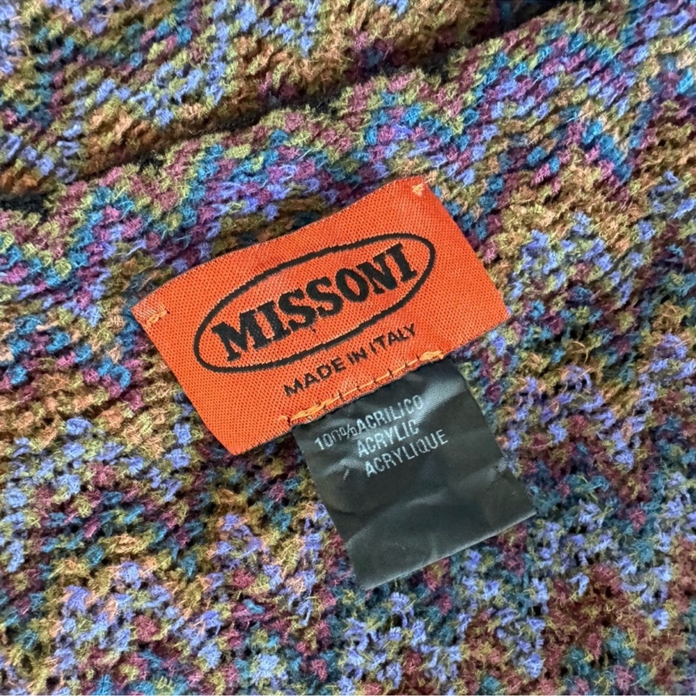 Authentic Missoni Multicolor Fringe Poncho Vibrant Knit Fabric - Picture 4 of 6